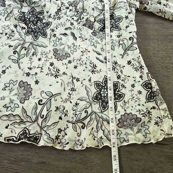 Y2K Babydoll Top Fairycore Sheer Wide Long Sleeve Shirt Vintage Mint Green Large - Picture 7 of 9